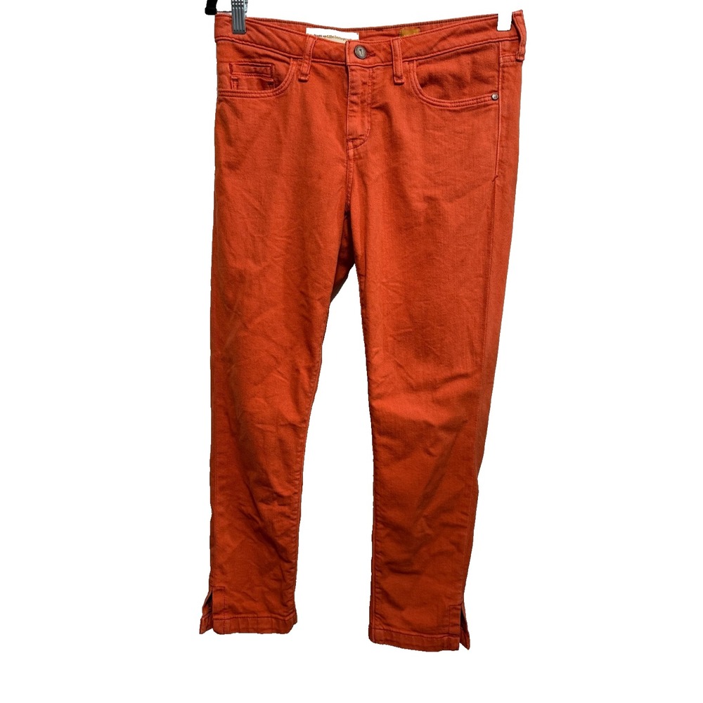Pilcro Stet Skinny Crop Jeans 28 Anthropologie Orange Coral Stretch Denim Ankle